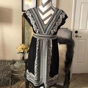 INC Black and White V-neck Dress